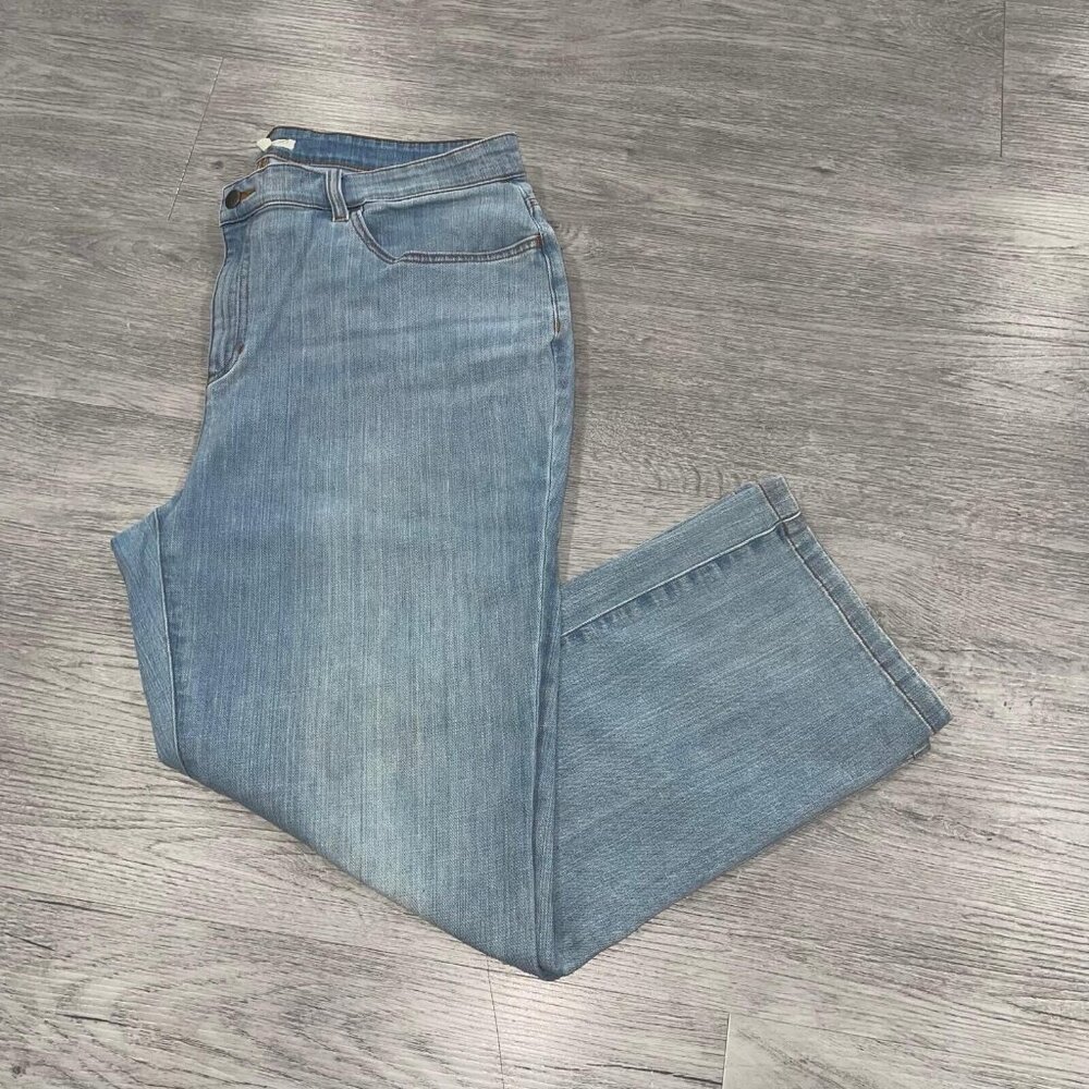 Eileen Fisher Jeans Women’s Plus 16W Wide Leg Cropped Denim Pants Blue Stretch